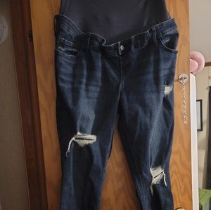 OLD NAVY MATERNITY ROCKSTAR SUPER SKINNY DISTRESSED DENIM JEANS: NWT: SZ 16 LONG